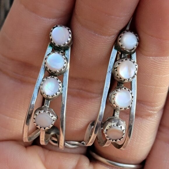 Rare signed Nathaniel Johnson Diné Navajo pink mother or pearl 925 sterling silv - Picture 15 of 17